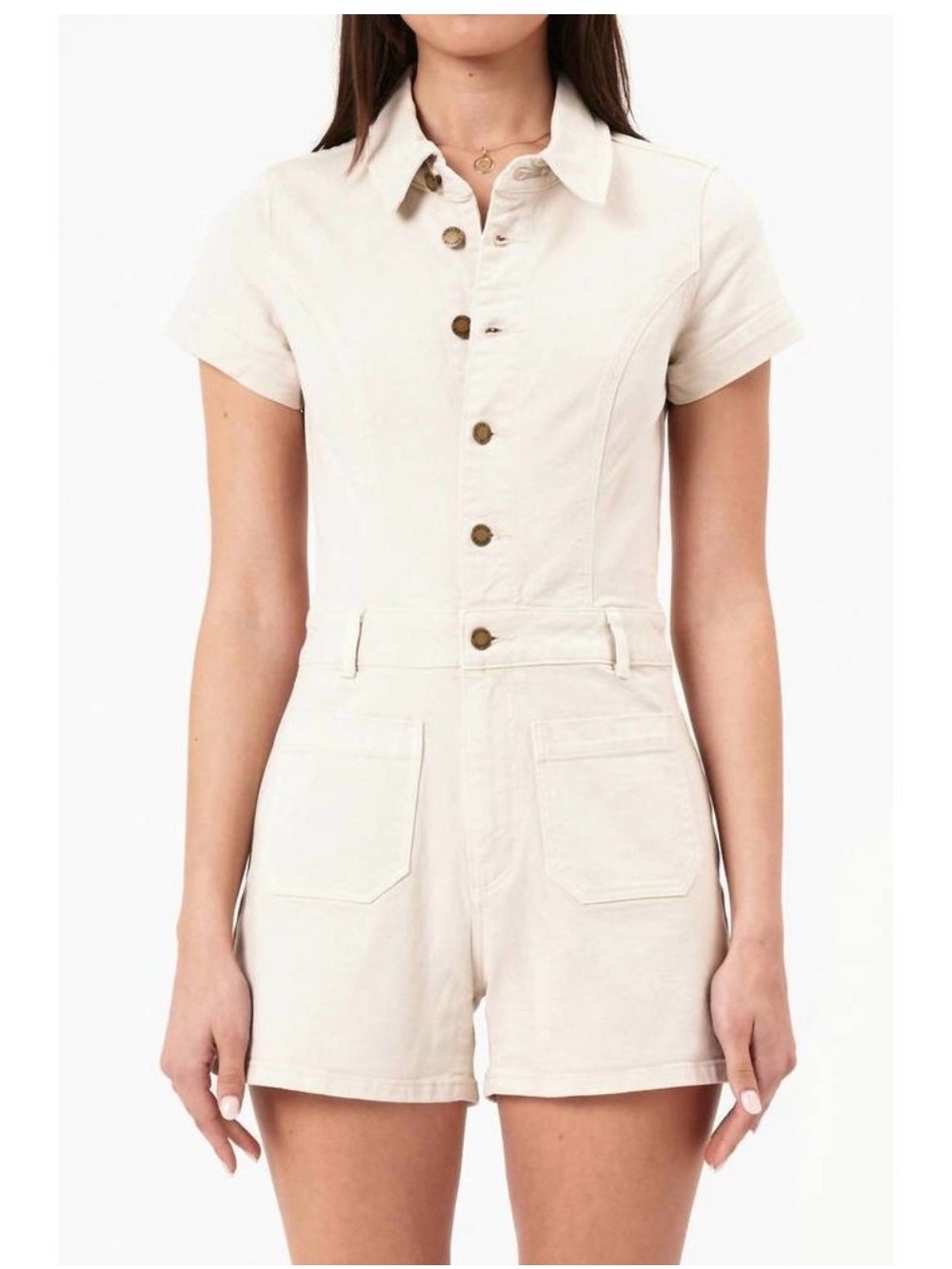 Rolla’s Women’s Sailor Short Sleeve Utility Romper in Cream